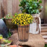 Maxbell Wooden Bucket Barrel Planter for Plants with Ergonomic Handles Patio Planter M Style B