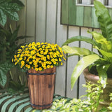 Maxbell Wooden Bucket Barrel Planter for Plants with Ergonomic Handles Patio Planter M Style B