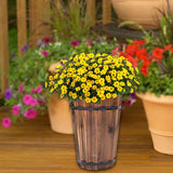 Maxbell Wooden Bucket Barrel Planter for Plants with Ergonomic Handles Patio Planter M Style B