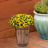Maxbell Wooden Bucket Barrel Planter for Plants with Ergonomic Handles Patio Planter M Style B