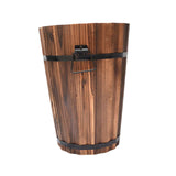Maxbell Wooden Bucket Barrel Planter for Plants with Ergonomic Handles Patio Planter L Style B