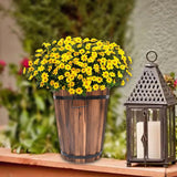 Maxbell Wooden Bucket Barrel Planter for Plants with Ergonomic Handles Patio Planter L Style B