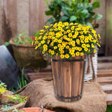 Maxbell Wooden Bucket Barrel Planter for Plants with Ergonomic Handles Patio Planter L Style B