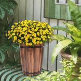 Maxbell Wooden Bucket Barrel Planter for Plants with Ergonomic Handles Patio Planter L Style B