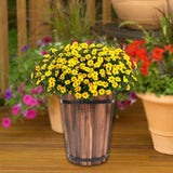 Maxbell Wooden Bucket Barrel Planter for Plants with Ergonomic Handles Patio Planter L Style B