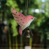 Maxbell Birds Hanging Ornament European Wooden Bird Statue for Office Backyard Party Pink