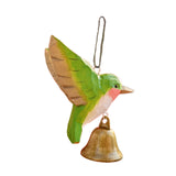 Maxbell Birds Hanging Ornament European Wooden Bird Statue for Office Backyard Party Dark Green