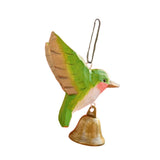 Maxbell Birds Hanging Ornament European Wooden Bird Statue for Office Backyard Party Dark Green