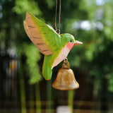 Maxbell Birds Hanging Ornament European Wooden Bird Statue for Office Backyard Party Dark Green