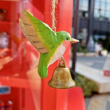 Maxbell Birds Hanging Ornament European Wooden Bird Statue for Office Backyard Party Dark Green
