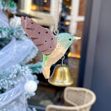 Maxbell Birds Hanging Ornament European Wooden Bird Statue for Office Backyard Party Purple