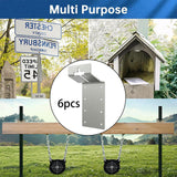 Maxbell 6 Pieces T Post Mounting Bracket Sturdy Silver for Plywood Birdhouse Mailbox Silver