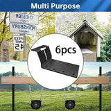 Maxbell 6 Pieces T Post Mounting Bracket Sturdy Silver for Plywood Birdhouse Mailbox Black