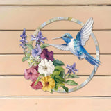 Maxbell Hummingbird Wall Art Gift Modern Vivid Round Metal for Courtyard Patio Fence
