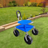 Maxbell Garden Rolling Work Seat Sturdy for Gardener Planting Outdoor House Cleaning blue