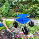 Maxbell Garden Rolling Work Seat Sturdy for Gardener Planting Outdoor House Cleaning blue