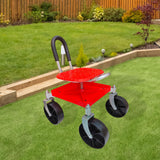 Maxbell Garden Rolling Work Seat Sturdy for Gardener Planting Outdoor House Cleaning red