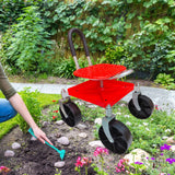 Maxbell Garden Rolling Work Seat Sturdy for Gardener Planting Outdoor House Cleaning red