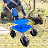 Maxbell Garden Rolling Work Seat Sturdy for Gardener Planting Outdoor House Cleaning blue with bag