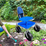 Maxbell Garden Rolling Work Seat Sturdy for Gardener Planting Outdoor House Cleaning blue with bag