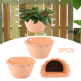 Maxbell 3Pcs Plant Holder Rustic Wall Flower Pot Holder for Garden Decoration Office light brown