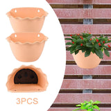 Maxbell 3Pcs Plant Holder Rustic Wall Flower Pot Holder for Garden Decoration Office light brown