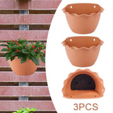Maxbell 3Pcs Plant Holder Rustic Wall Flower Pot Holder for Garden Decoration Office dark brown
