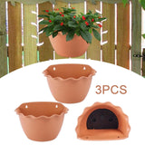 Maxbell 3Pcs Plant Holder Rustic Wall Flower Pot Holder for Garden Decoration Office dark brown