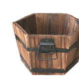 Maxbell Wood Barrel Planter Unique Rustic Flower Holder for Plants Garden Home Decor