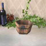 Maxbell Wood Barrel Planter Unique Rustic Flower Holder for Plants Garden Home Decor