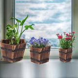 Maxbell Wood Barrel Planter Unique Rustic Flower Holder for Plants Garden Home Decor