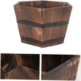 Maxbell Wood Barrel Planter Unique Rustic Flower Holder for Plants Garden Home Decor