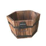 Maxbell Wood Barrel Planter Unique Rustic Flower Holder for Plants Garden Home Decor