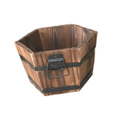 Maxbell Wood Barrel Planter Unique Rustic Flower Holder for Plants Garden Home Decor