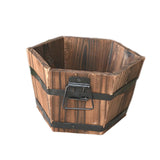 Maxbell Wood Barrel Planter Unique Rustic Flower Holder for Plants Garden Home Decor