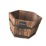 Maxbell Wood Barrel Planter Unique Rustic Flower Holder for Plants Garden Home Decor