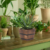 Maxbell Wood Barrel Planter Unique Rustic Flower Holder for Plants Garden Home Decor