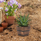 Maxbell Wood Barrel Planter Unique Rustic Flower Holder for Plants Garden Home Decor