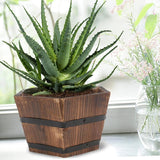 Maxbell Wood Barrel Planter Unique Rustic Flower Holder for Plants Garden Home Decor