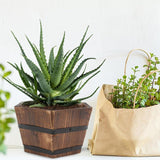 Maxbell Wood Barrel Planter Unique Rustic Flower Holder for Plants Garden Home Decor