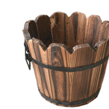 Maxbell Wood Barrel Planter Rustic Gift Flower Holder for Entryway Plants Home Decor