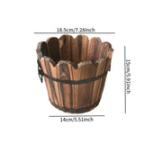 Maxbell Wood Barrel Planter Rustic Gift Flower Holder for Entryway Plants Home Decor