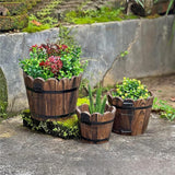 Maxbell Wood Barrel Planter Rustic Gift Flower Holder for Entryway Plants Home Decor