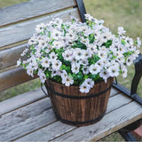 Maxbell Wood Barrel Planter Rustic Gift Flower Holder for Entryway Plants Home Decor