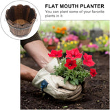Maxbell Wood Barrel Planter Rustic Gift Flower Holder for Entryway Plants Home Decor
