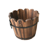 Maxbell Wood Barrel Planter Rustic Gift Flower Holder for Entryway Plants Home Decor