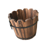 Maxbell Wood Barrel Planter Rustic Gift Flower Holder for Entryway Plants Home Decor