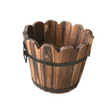 Maxbell Wood Barrel Planter Rustic Gift Flower Holder for Entryway Plants Home Decor