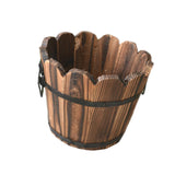 Maxbell Wood Barrel Planter Rustic Gift Flower Holder for Entryway Plants Home Decor