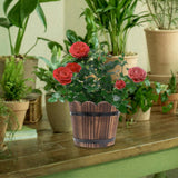 Maxbell Wood Barrel Planter Rustic Gift Flower Holder for Entryway Plants Home Decor